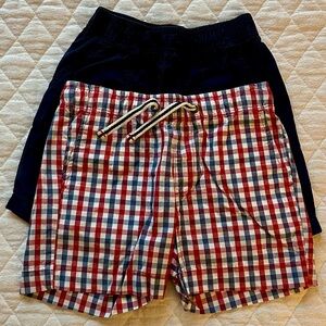 Gingham Check and Navy Kids Shorts Set